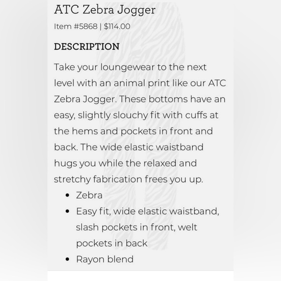 Anthropologie Cabi ATC Zebra‎ Jogger #5868 Black & White Women’s Medium - Picture 10 of 10